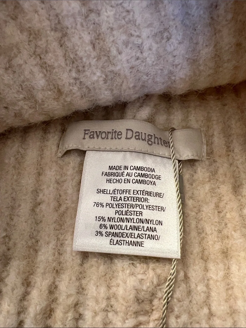 Favorite Daughter Light Beige Ribbed Knit Beanie